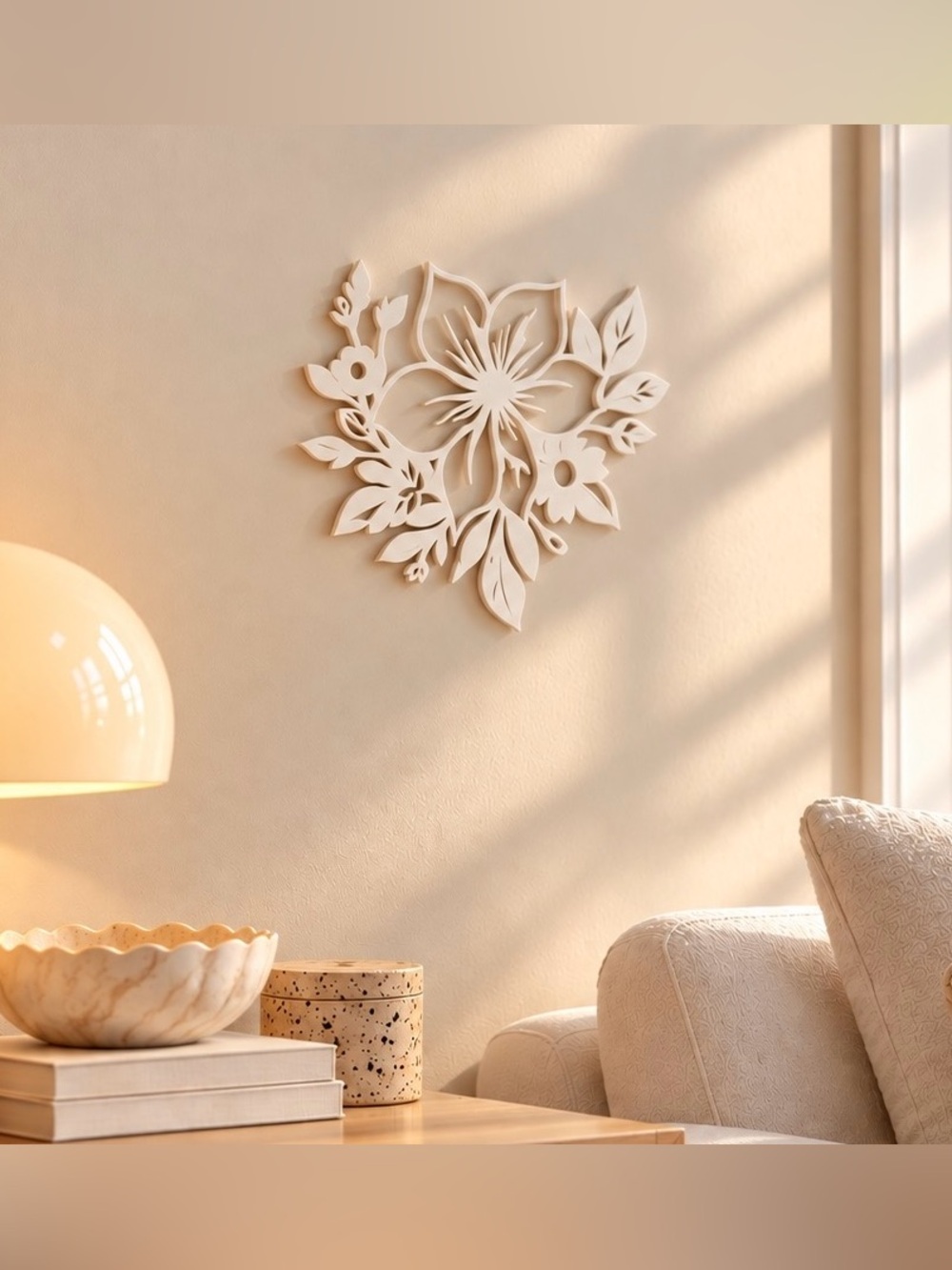 Original White Floral 3D Wall Art | Botanical Decor